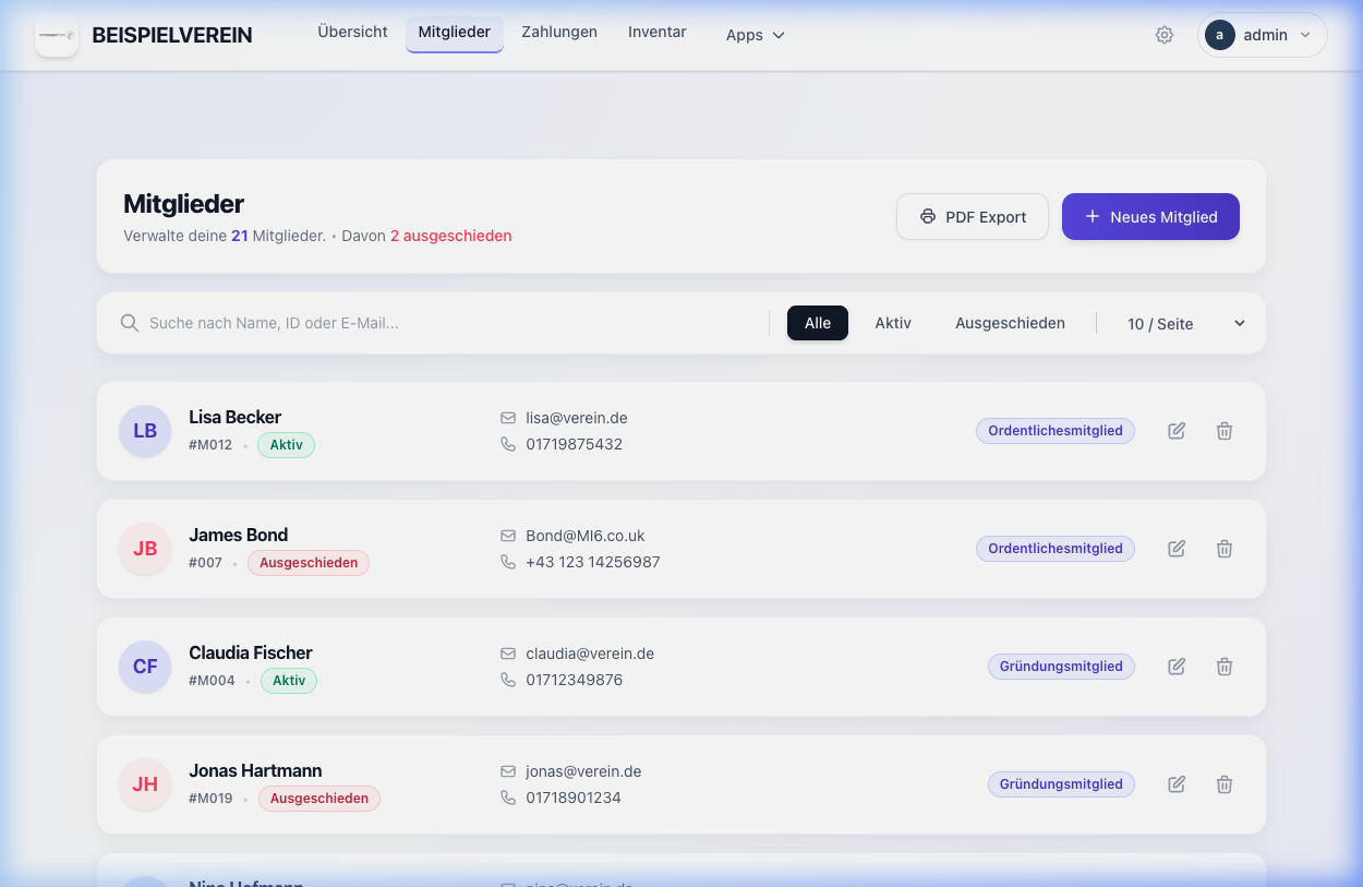 Mitglieder Ansicht